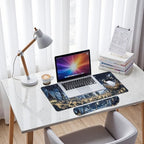 Midnight Castle Desk Mat Set Fantasy Sky Large Mouse Pad with Wrist Rest 4in1 Desk Mat for Desktop Ergonomic Computer Desk Arm Wrist Anti-Slip Computer Ergonomic Mouse Pad Home Office Gaming - Image 7