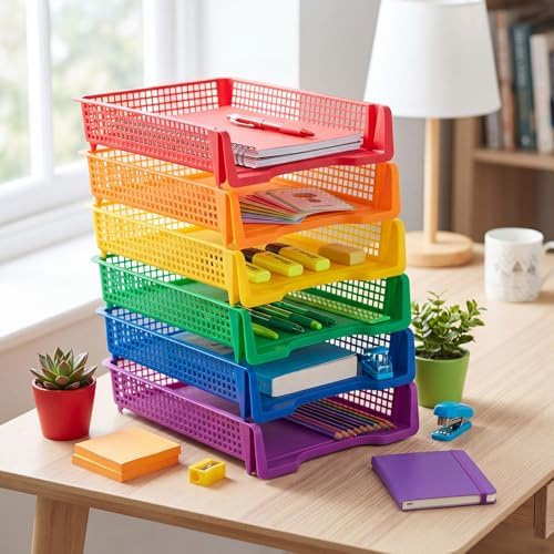 Geetery Turn in Trays Classroom, Rainbow Color, Set of 12 - Image 4