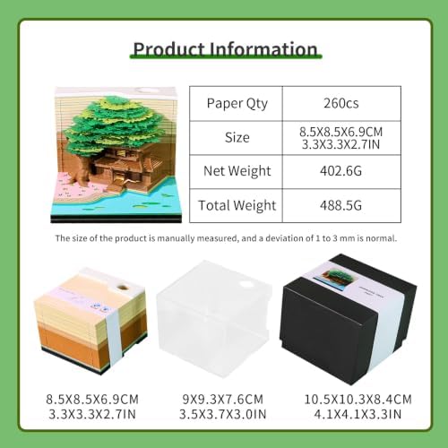 3D Calendar 2027,3D Art Calendar Memo Pad 2027,Time Piece calendars 2027,3D Paper Art Notepad,Four Seasons Tree Desktop Decoration,New Year,Christmas Gift (Four Seasons Tree（Yellow）) - Image 3