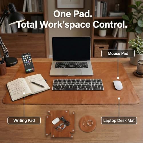 LL LEATHER LOVERS Leather Desk Mat, 17" x 36" Tan, Desk Mouse Pads on Top of Desks, Non Slip Top Grain Leather Desk Blotter, Laptop Desk Mat, Desk Writing Pad for Office and Home - Image 4