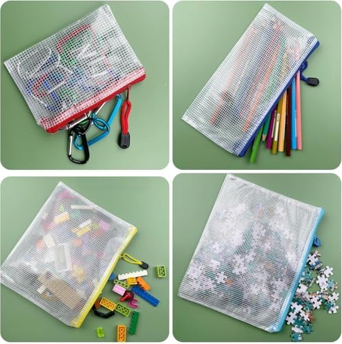Oaimyy-16 PCS-12 x 16 Inches-Mesh Zipper Pouch, Plastic Zip File Folders Puzzle Bags for Organizing,for Office Supplies,Travel,Home Storage-Multicolor, 12"x 16" - Image 5
