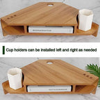 Triangle Monitor Stand Riser,Cut Triangle Save Space Desktop Corner,Desktop corner shelf with drawers wooden computer stand with storage laptop risers office organization. (No drawer) - Image 4
