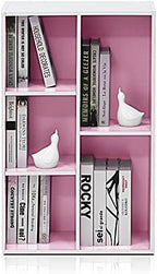 Furinno LUDER Book Shelf, 5-Cube Bookshelf, Reversible Bookcase, 9.4 x 19.5 x 31.5, Easy Assembly, for Living Room, Bedroom, Home Office, White/Pink - Image 6