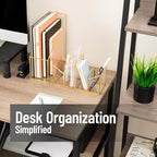 Mind Reader 4-Compartment Angled Glass Pen Holder with Copper Trim, Desktop Organizer for Office Supplies & Accessories, Glass and Copper, Clear - Image 2
