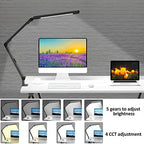 LED Desk Lamp with Clamp, Architect Desk Lamp for Home Office with Remote Control, Swing Arm Clamp on Computer Light, Clip-on Eye-Care Adjustable 5 Brightness Levels Table Light for Working Drafting - Image 5