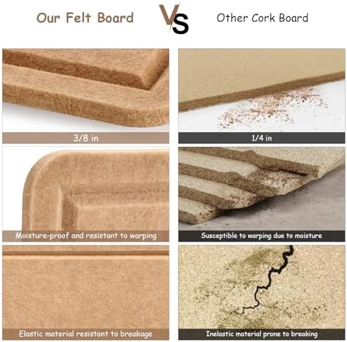 Large Bulletin Board, Foldable 72x48 Inches Cork Board Alternative, Large Felt Board Decorative Pin Board for Wall, Foldable Photo Board Self-Adhesive Vision Board with 36 Pushpins Brown - Image 5