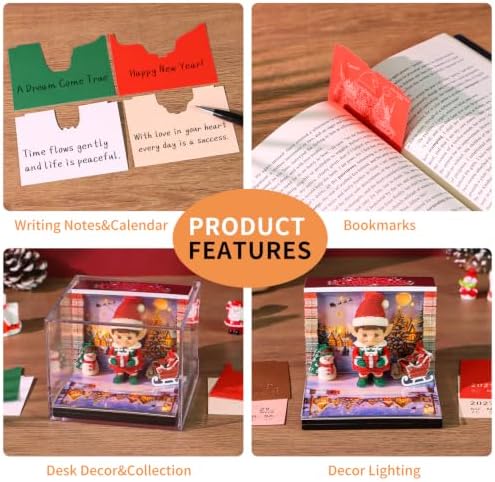 3D Art Calendar Memo Pad 2027,Time Piece Calendar 3D Christmas Elf Notepad Creative Rip Away Calendar Paper Carving Note - Image 5