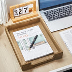 Fulmoon 3 Pcs Stackable Wood Letter Tray A4 Size Desk File Organizer - Image 2
