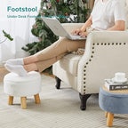 Small Foot Stool Ottoman with Storage, Soft Faux Fur Ottoman Foot Rest for Couch, Round Footstool with Storage, Small Ottomans and Footstools for Living Room and Entryway (Light Blue) - Image 6