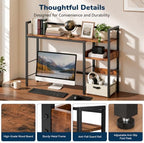 Desk Shelf, 38.6" Desk Hutch for Computer Monitor, Rustic Brown - Image 7