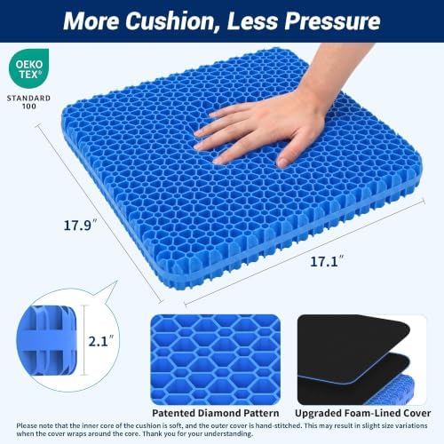 Gel Seat Cushion for Office Chair, Car Seat, XX-Large, Black - Image 2