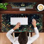 Keyboard Wrist Rest and Mouse Pad with Wrist Support Set Ergonomic Coaster,Memory Foam,Easy Typing Pain Relief,Large XL Desk Mat 31.5"x 11.8",Butterfly Moon - Image 4