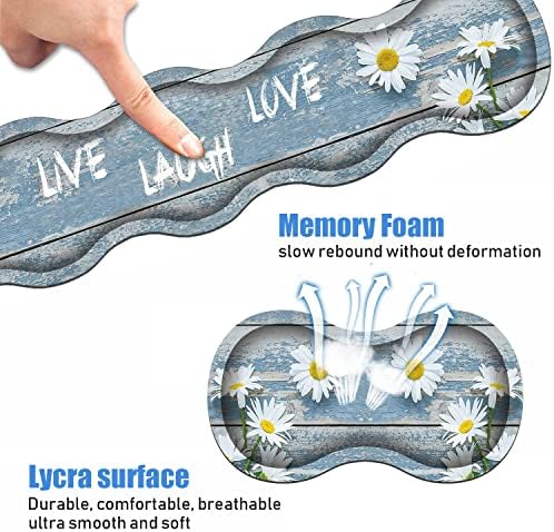 Ergonomic Keyboard Wrist Rest and Mouse Pad Wrist Rest Set,Dreamy Daisy Vintage Wood Board Live Laugh Love Large XXL Gaming Desk Mat 31.5"x 11.8",Non-Slip Base, Memory Foam,Easy Typing Pain Relief - Image 4