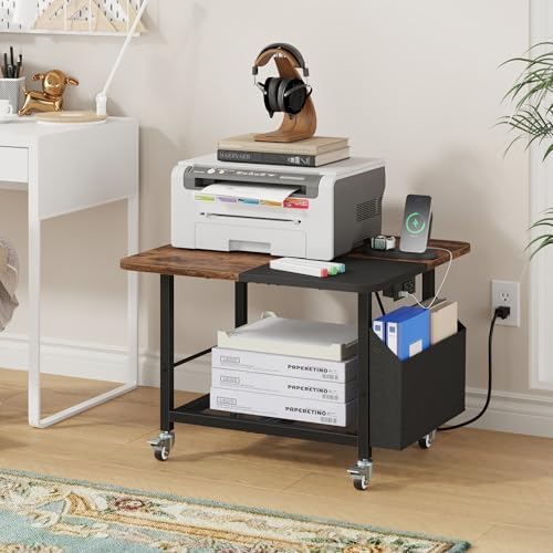 YAOHUOO 23.6" Large Printer Stand with Power Outlet,3D Printer Table - Image 5