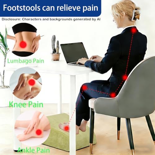 Foot Rest for Under Desk at Work, Ergonomic Under Desk Footrest with Washable Cover for Office, Home & Gaming Leg Elevation Pillow Fruit Green - Image 3