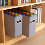 4 Pack Letter Size File Storage Box Collapsible, Fabric Hanging File Folders Organizer, Portable Office Document Holder with Metal Handle, Smooth PVC Rails, Gray - Image 7