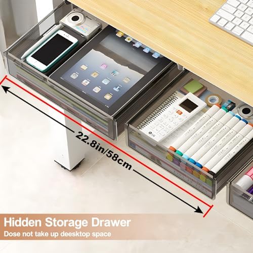 SVNNELP Under Desk Table Drawer Storage Organizer,2 Pack Large & Medium Slide Out Desk Drawers - Hidden Desktop Organizer,Attachable Pencil Storage Tray Under Table(ML) - Image 2