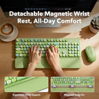 Wireless Keyboard Mouse Combo, Green, Round Keycaps, Magnetic Wrist Rest - Image 2