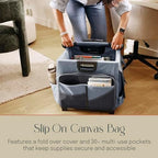 Folding Mobile Utility Cart, Canvas Organizer Bag, Black/Grey - Image 4