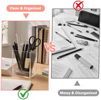 Mototo 12PCS Clear Acrylic Pen Holder Pencil Cup Office Desk Organizer Case - Image 3