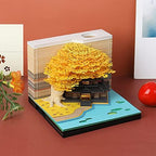 3D Memo Pad Tree Model Colorful 3D Sticky Notes Paper Notes,3D Art Notepad with Pen Holder LED(Pink Marriage Tree) - Image 5