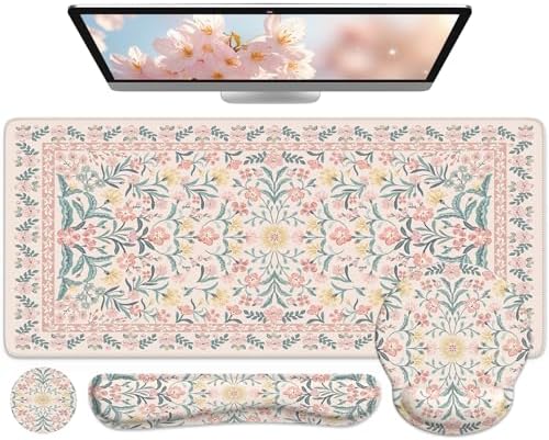 iCasso Desk Pad Mat, Large Mouse Pad and Keyboard Wrist Rest Set by iCasso