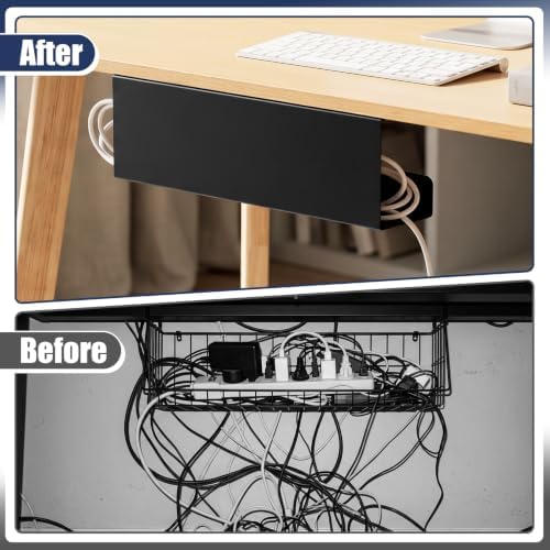 2 Pack Under Desk Cable Management Tray,Hold 11 lbs, 16 x 5 x 3 Inch, Black - Image 4