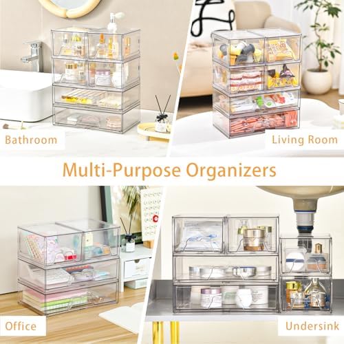 4 Pack Stackable Storage Drawers, Clear Acrylic Organizer, Makeup Organizer - Image 6