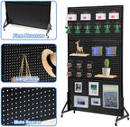 Eastern Tree Metal Pegboard Display Stand 3.5 x 6 Feet with 30 Hooks, Standing Pegboard Display with Wheels, Peg board Display Rack, Large Pegboard Panels - Black - Image 3