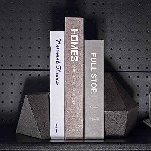 Decorative Bookends, Heavy Duty Cast Iron, Art Shelf Decor, Geometry Abstract Theme (Black) by Ambipolar - Image 2