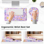 Ospelelf Keyboard Wrist Rest and Mouse Pad Set, Ergonomic Memory Foam Wrist Support, Aesthetic Desk Accessories for Office, Home & Gaming, Relief for Carpal Tunnel & Wrist Pain, Purple Floral - Image 4