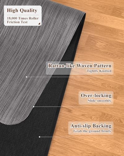 Soimeat Office Chair Mat for Hardwood Floor, 35.4" x 47.2" Non-Slip Desk Computer Chair Mat, PVC Floor Mat for Rolling Chair, Heavy Duty Wood/Tile Floor Protector Desk Rug for Home, Dark Grey - Image 3
