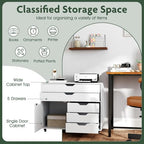 LOKO 5-Drawer Mobile File Cabinet, Wood Office Storage Cabinet (White) - Image 5