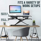TechOrbits Standing Desk Converter-32-inch Height Adjustable, MDF Wood, Sit Riser-Black, 32" - Image 4