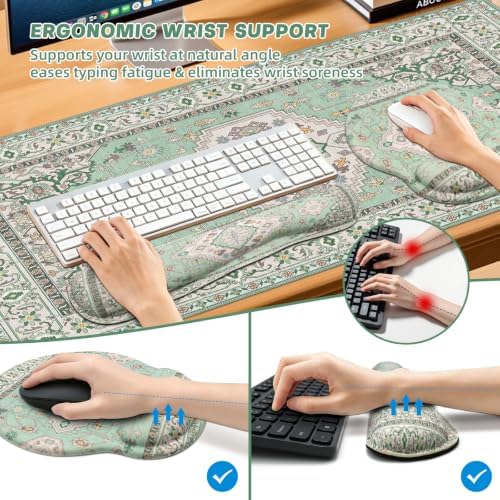 Mousepad Set，Keyboard Mat+Wrist Support Mouse Pad+Wrist Rest Pad+Coaster - Image 3