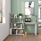 Mondeer 41.7" L-Shaped Desk with 4-Tier Shelves for Home Office, White - Image 2