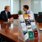 YEXEXINM 2 Pack 5 Tier Brochure Holder 12x13 Inch Acrylic Literature Display Stand Holds 3 Brochures in One Row Clear Pamphlet Holder Display Stand for Flyers Booklets Table Signs Office Store Home - Image 5