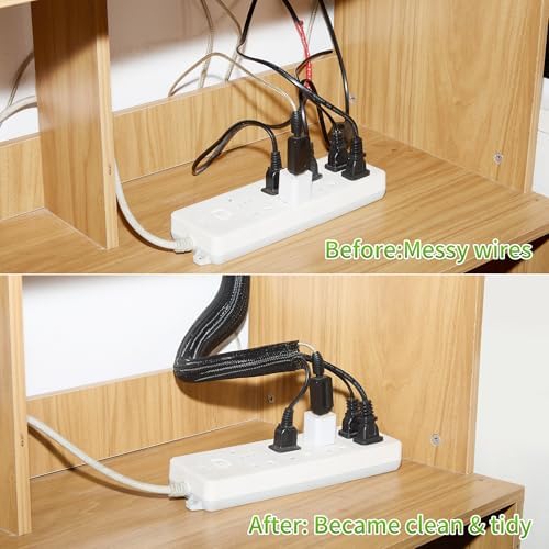 Split Wire Loom 1 Inch 50ft, Braided Cable Sleeve for Cable Management, Cord Protector for Pets, TV, Desk & Automotive, Black - Image 6