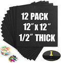 AKTOP Black Cork Bulletin Board 12x12, 1/2" Thick Felt Cork Board Tiles 12 Pack, Small Square Pin Board for Wall, Self Adhesive Corkboards with 120 Push Pin Wood Clips for School, Home & Office by Buynow