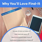 Find It File Folder Notepad - Pack of 12-9.5 x 12.5 Inch Notebook Organizer Folders for Filing, Document, and Clipboard Organization - Manila - Image 6