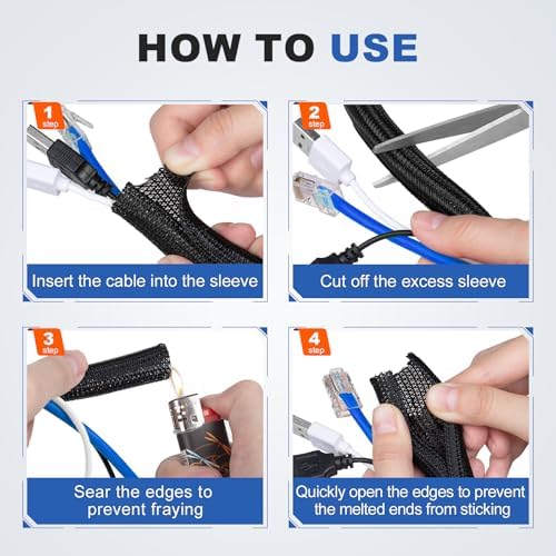 1-1/2" Cable Management Loom Wrap Sleeve Cord Wire Hider Organizer Covers - Image 5