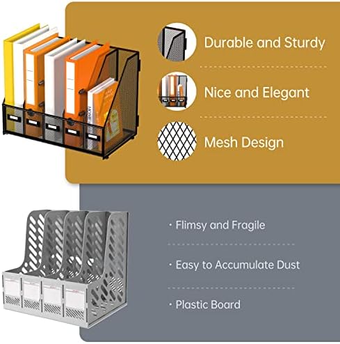 DALTACK 5-Slot Magazine File Holder, Metal Binder Holder, Black - Image 5
