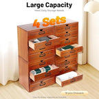 Vintage Wooden Drawer Organizer with 16 Drawers, 4-Tier Stackable Desktop Storage Box for Office, Home, Craft Supplies – Compact Space-Saving Design, Sturdy Pine Wood Construction, Built-In Label - Image 3