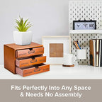 Vintage 3-Drawer Organizer for Desk - Wooden Box with 3 Storage Drawers - Solid Wood Table Top Filing Cabinet for Organization and Storage - Paper Organizer - Rustic Desk Organizers and Accessories - Image 7