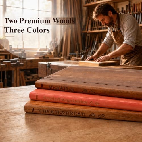 3-Piece Wooden Book Cutting Board Set Like Books, with Stand - Image 5