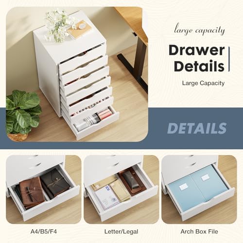 DUMOS 7 Drawer File Cabinet with Wheels, Vertical Office Storage Cabinet - Image 6