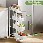KINGRACK 4 Tier Slim Rolling Cart with Drawer, Metal Utility Storage Cart - Image 3