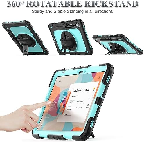 SEYMAC stock Case for Samsung Galaxy Tab S10 Lite / S10 FE / S9 FE 5G / S9 Tablet Case 10.9''/ 11'' Protective with Screen Protector, Pen Holder, 360 Rotate Stand, Hand Strap, Shoulder Strap, SkyBlue1 - Image 4