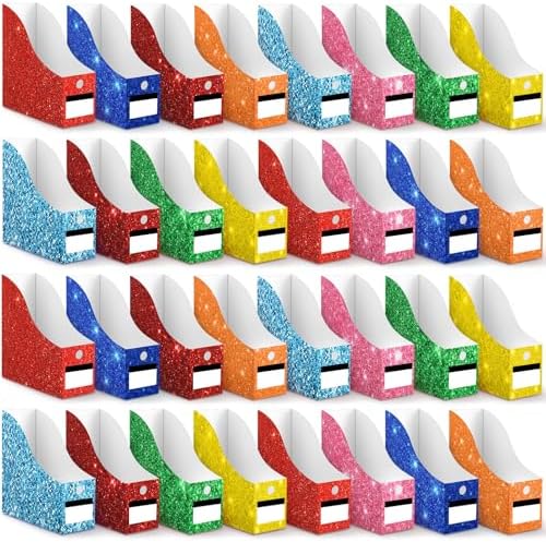 Jutom 32 Pcs Cardboard Magazine File Holders Organizer, Solid, Glitter by Jutom