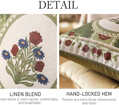 ISAENNE Elegant French Linen Throw Pillow Cover,Set of 2,18"x18"-Estonia B - Image 5